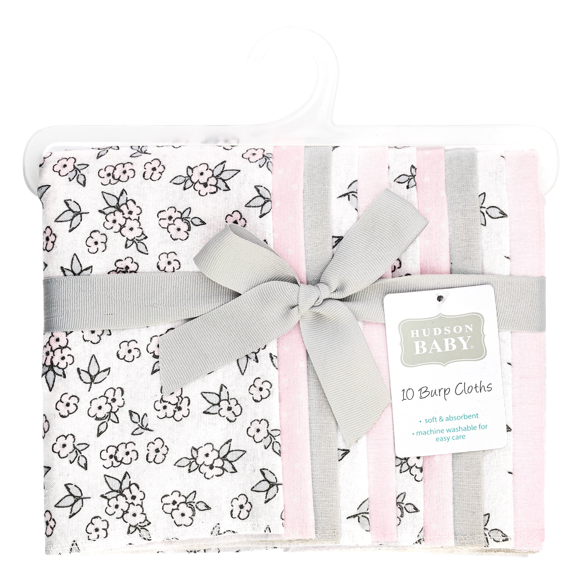 Hudson Baby Unisex Baby Cotton Poly Flannel Burp Cloths, Pink Primrose, One Size