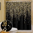 thumbnail image 2 of Black and Gold Shower Curtain, Abstract Art Modern Bathroom Curtains, Geometric Pattern Machine Washable Polyester Fabric, 71x71 Inches (No Glitter), 2 of 6