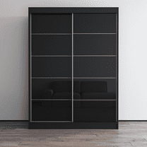 Aria 2 Door 59" Wide Modern High Gloss Wardrobe Armoire, Black