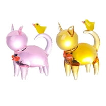 2Pcs Crystal Cat Animal Cat Art Figurine Collection Table top Ornament Statue Home Decor (Pink&Yellow)