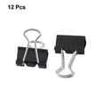 thumbnail image 2 of 12 Pcs Stationery Papers File Organizer Metal Black Binder Clips 15mm Width, 2 of 5
