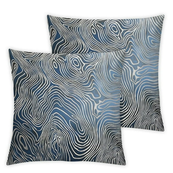 Acheng Square Navy Blue Silver Gold Abstract Striped Cushion Case Luxury Modern Throw Pillow Cover Decorative Pillow for Couch Living Room Bedroom Car 12x12in