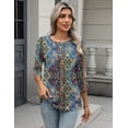 thumbnail image 5 of Zeagoo Womens Spring Tops 3/4 Sleeve Crew Neck T-Shirts Summer Business Dressy Work Blouses Vacation Tops, 5 of 6