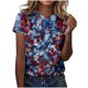 thumbnail image 2 of Fiudx Camisetas para Mujer Moda Mujer Casual Cuello Redondo Impresión Blusa Manga Corta Camiseta Verano Tops, 2 of 4
