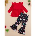 thumbnail image 3 of Toddler Girls Christmas Outfits Set Long Sleeve Shirts Dress Printed Flared Pants Bell-Bottom Fall Winter Xmas Dress-up Clothes, 1-6 Years, 3 of 8