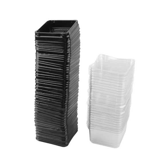 Bakery Plastic Chinese Moon Cake Muffin Boxes Container Holder Cover Black 50pcs