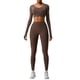 thumbnail image 5 of Traje de yoga de manga larga de otoño e invierno para mujer, pantalones de yoga con espalda cruzada sexy sin costuras y levantamiento de cadera de melocotón, 5 of 6