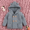thumbnail image 5 of QUYUON Infant Baby Sweaters Cardigan Toddler Boys Girls Knitted Button up V-Neck Long Sleeve Hooded Jackets Outerwear Coats with Pockets Warm Thicken Hoodie Jacket Winter Sweater Gray 70, 5 of 7