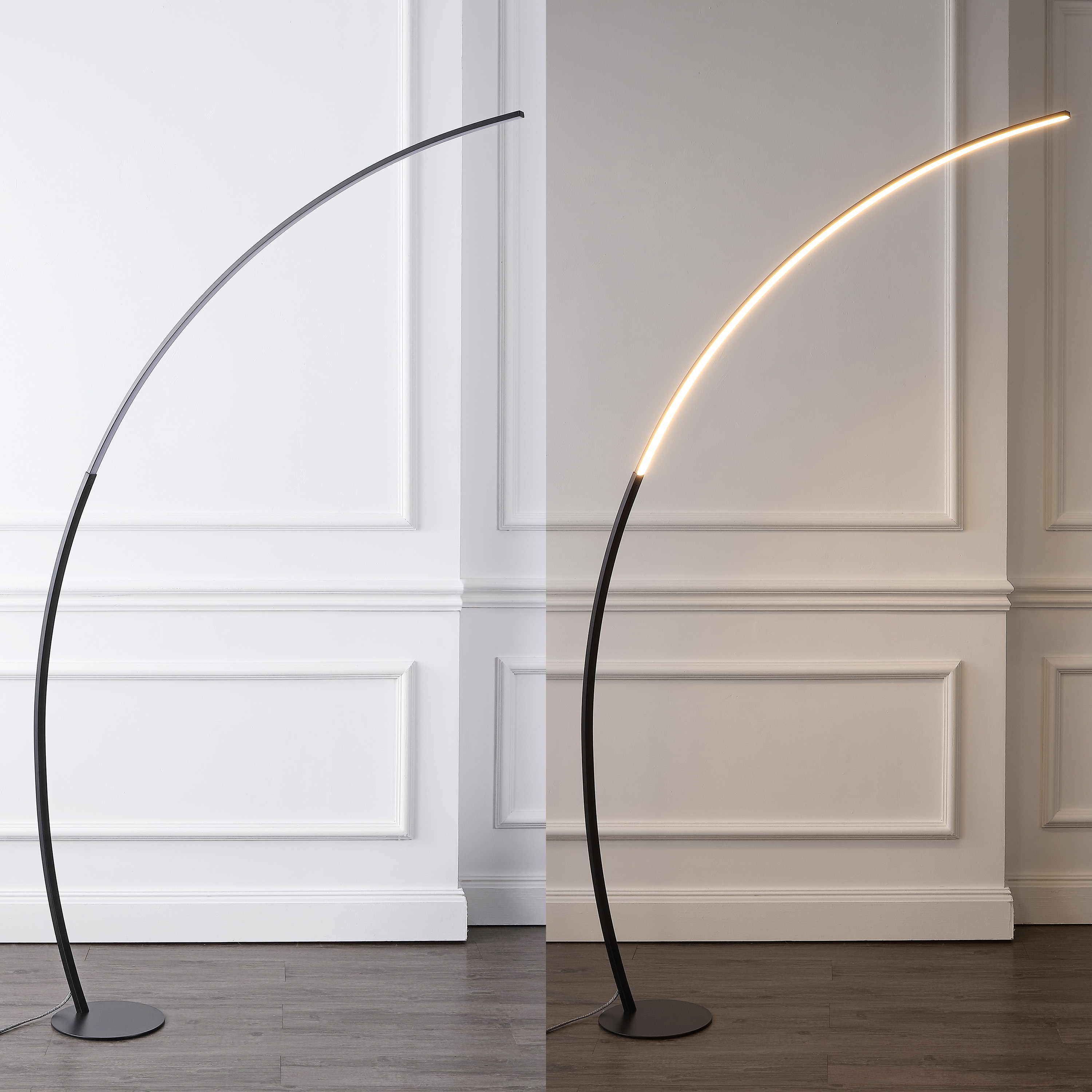 JONATHAN Y Enzo 68" Contemporary Minimalist Metal Arc Dimmable Integrated LED Floor Lamp, Black, JYL7134A