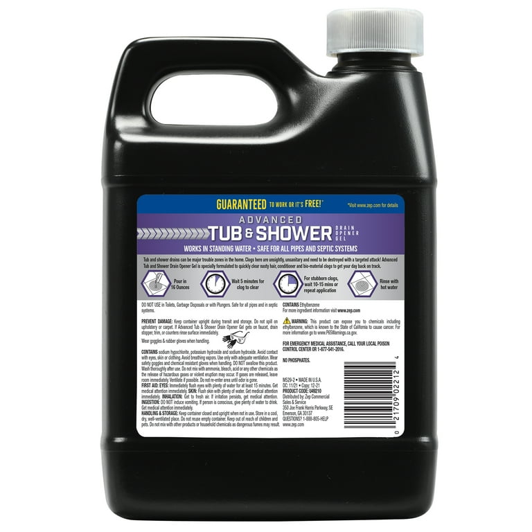 Zep Advanced Tub and Shower Drain Opener Gel - 32 oz (Case of 12