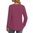thumbnail image 3 of MOSHU Long Sleeve Womens Tops Deep V Neck Blouses for Women Loose Fit Curved Hem Fall Shirts, 3 of 7