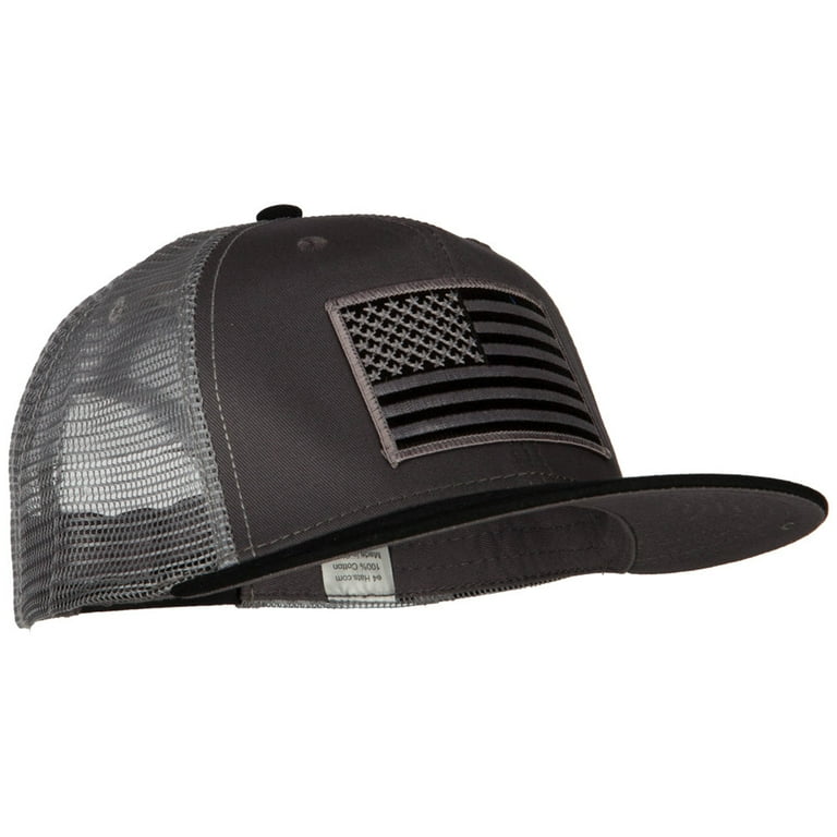 Trendy Apparel Shop Panama Flag 5 Panel Flatbill Trucker Cap - Charcoal Mesh Snapback