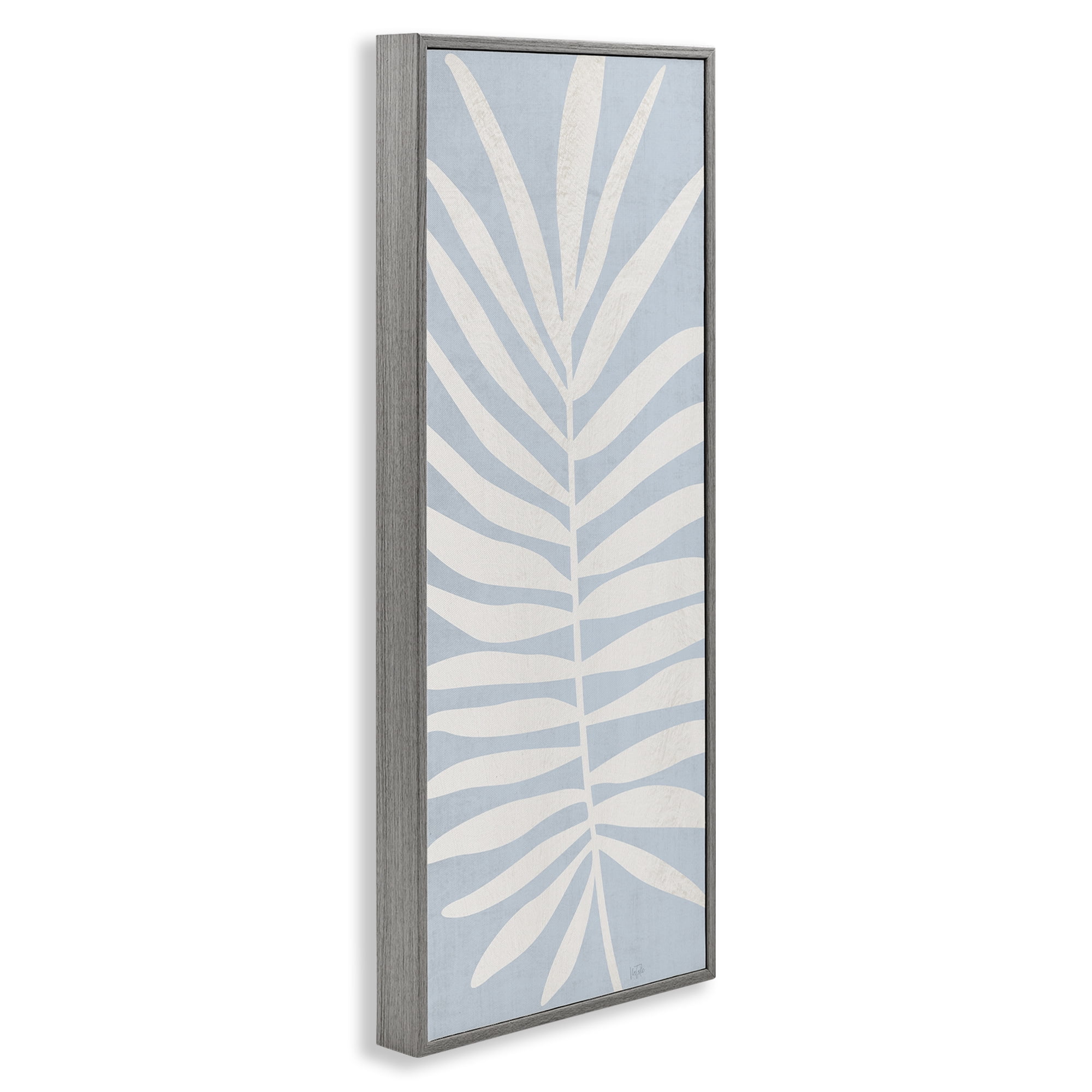 Stupell Industries Leaf Silhouette on Sky Blue Gray Framed Giclee Art, design by Natalie Carpentieri