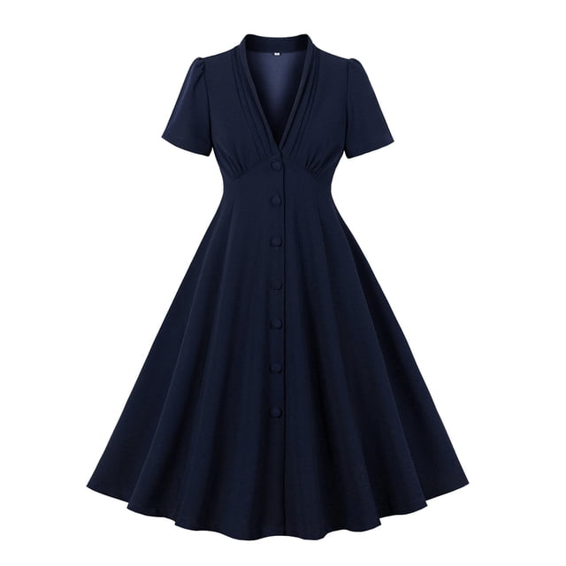 AherBiu Robes Vintage pour Femmes, Robe de Soirée à Carreaux des Années 1950, Longueur Genou