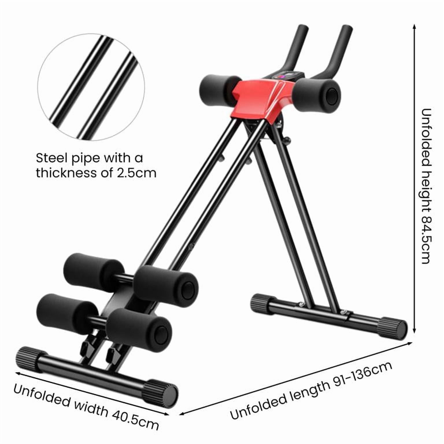 Korogimeeet 5-Level Abdominal Roller Machine, Dual-Track Frame with LCD Monitor, Full Body Workout up to 80% Muscles, 150kg Capacity, for Home Gym Use, 36-54 x 16 x 33 Inch