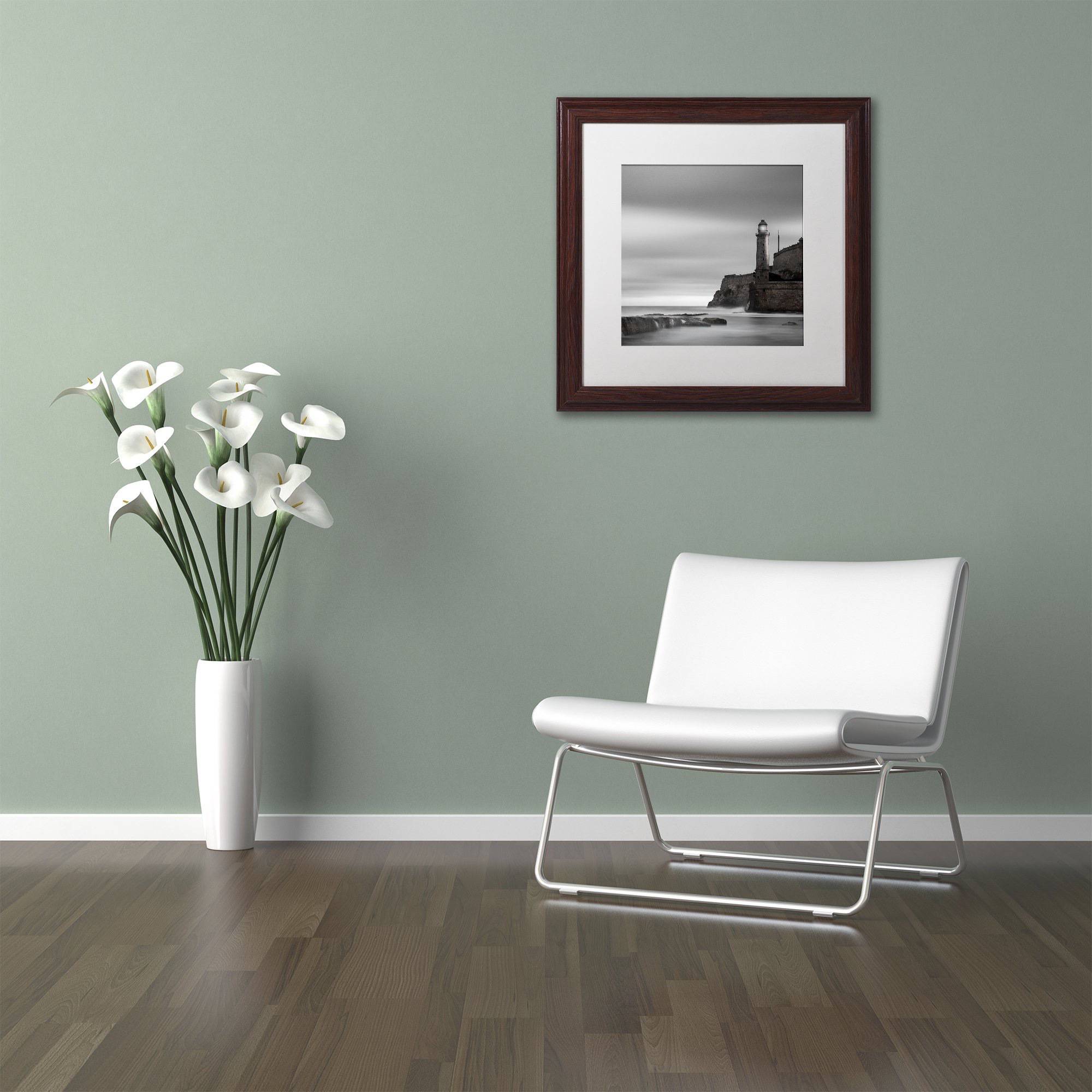 Trademark Fine Art "Morro Lighthouse" Canvas Art by Moises Levy White Matte, Wood Frame