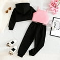 thumbnail image 5 of Zanarzt Kids Girls Clothes Girls Cute Clothes 3 Piece Hoodie + Cami Top + Pants Spring Outfits for Teen Girls Black,5-6 Years, 5 of 6