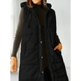 thumbnail image 6 of Women's Hooded Quilted Puffer Vest - Long Sleeveless Winter Jacket with Button Front & Pockets, 6 of 7
