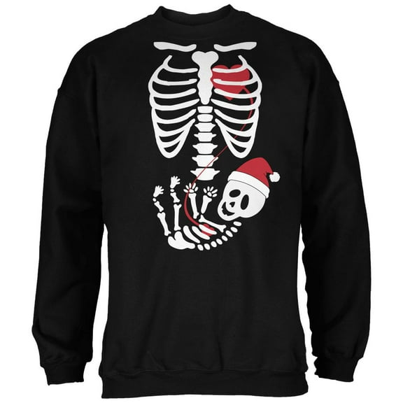 Halloween Santa Baby Skeleton Black Adult Sweatshirt - Small