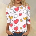 thumbnail image 2 of Lumtrix Womens 3/4 Sleeve Crew Neck T-Shirts Valentina's Day Spring Shirts Love Heart Graphic Tee Tops Loose Fit Tunic Light pink M, 2 of 7