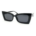 thumbnail image 2 of Womens Narrow Rectangle Square Cat Eye Mod Plastic Sunglasses All Black, 2 of 4
