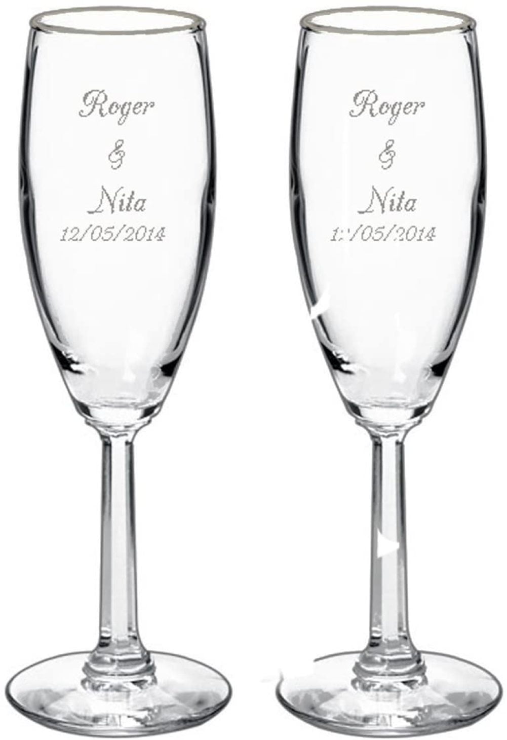 Bells Gifts Infinity Engraved Wedding Stemless Champagne Flutes Set of 2 Personalized Toasting Glasses 
