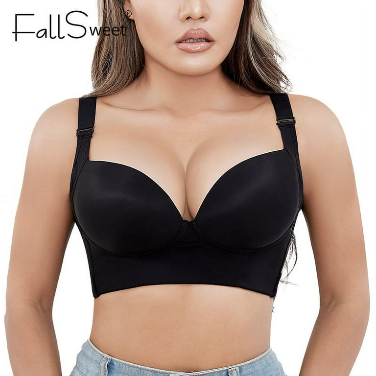 Plus Size Bras for Women Hide Back Fat Underwear Shpaer Incorporated Full  Back Coverage Deep Cup Sexy Push Up Bra Lingerie 