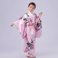 thumbnail image 1 of Conjunto de pijama tipo cárdigan con estampado modificado tradicional para niñas, bata y vestido con flores pequeñas, 1 of 5