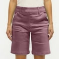 thumbnail image 4 of RPVATI Women's Khaki Bermuda Shorts With Pockets 2025 Trendy High Waisted Stretchy Knee Length Shorts Funny Summer Athletic Lounge Chino Shorts with Pockets Pink M, 4 of 5