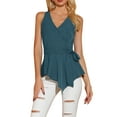 thumbnail image 1 of INSPIRE CHIC Haut d'Été Sans Manches à Encolure en V Portefeuille à Taille Nouée pour Femme TP Bleu Paon, 1 of 7