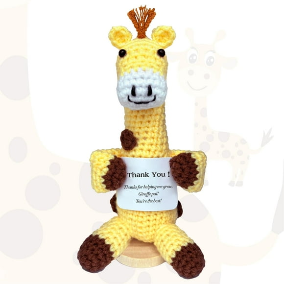 Muñeca jirafa de ganchillo Autosday, 17 cm, juguete de apoyo hecho a mano