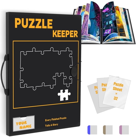 G TALECO GEAR Puzzle Storage Folder for 1000pcs, Large Capacity Puzzles Organizer with 5 Set Puzzles Stickers, Labeling Tabs and DlY Name Card Pocket