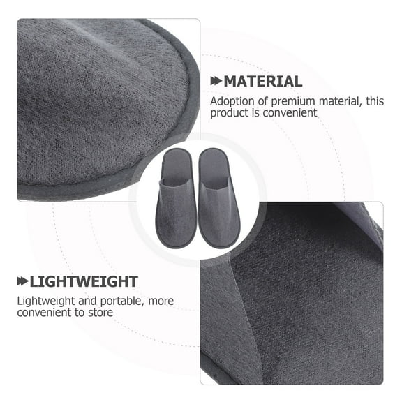 Amosfun 10 Pairs Comfy Slippers Fleece Portable Light Grey for Home Guest Use