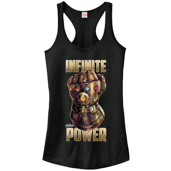 Junior's Marvel Avengers: Avengers: Infinity War Gauntlet Power  Racerback Tank Top Black Large