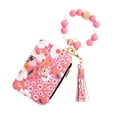 thumbnail image 2 of ID Bag Silicone Bracelet Floral Folding Card Holder Printed Leather Wallet Keychain Compact Travel Accessory -Functional Organizer, 2 of 3