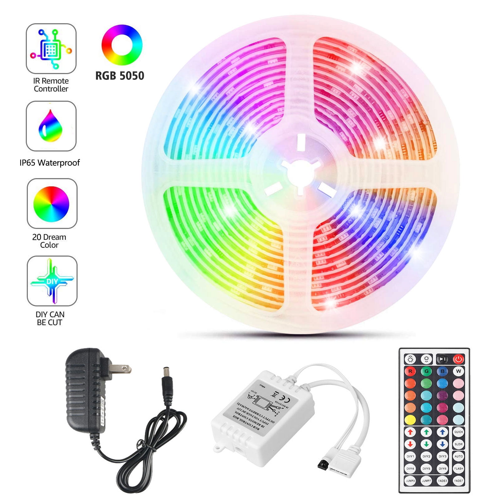EEEkit LED Strip Lights 16.4ft Waterproof RGB 5050/3528 Flexible LED