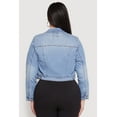 thumbnail image 5 of Womens Plus Size WAX Distressed Cropped Denim Jacket, 5 of 5