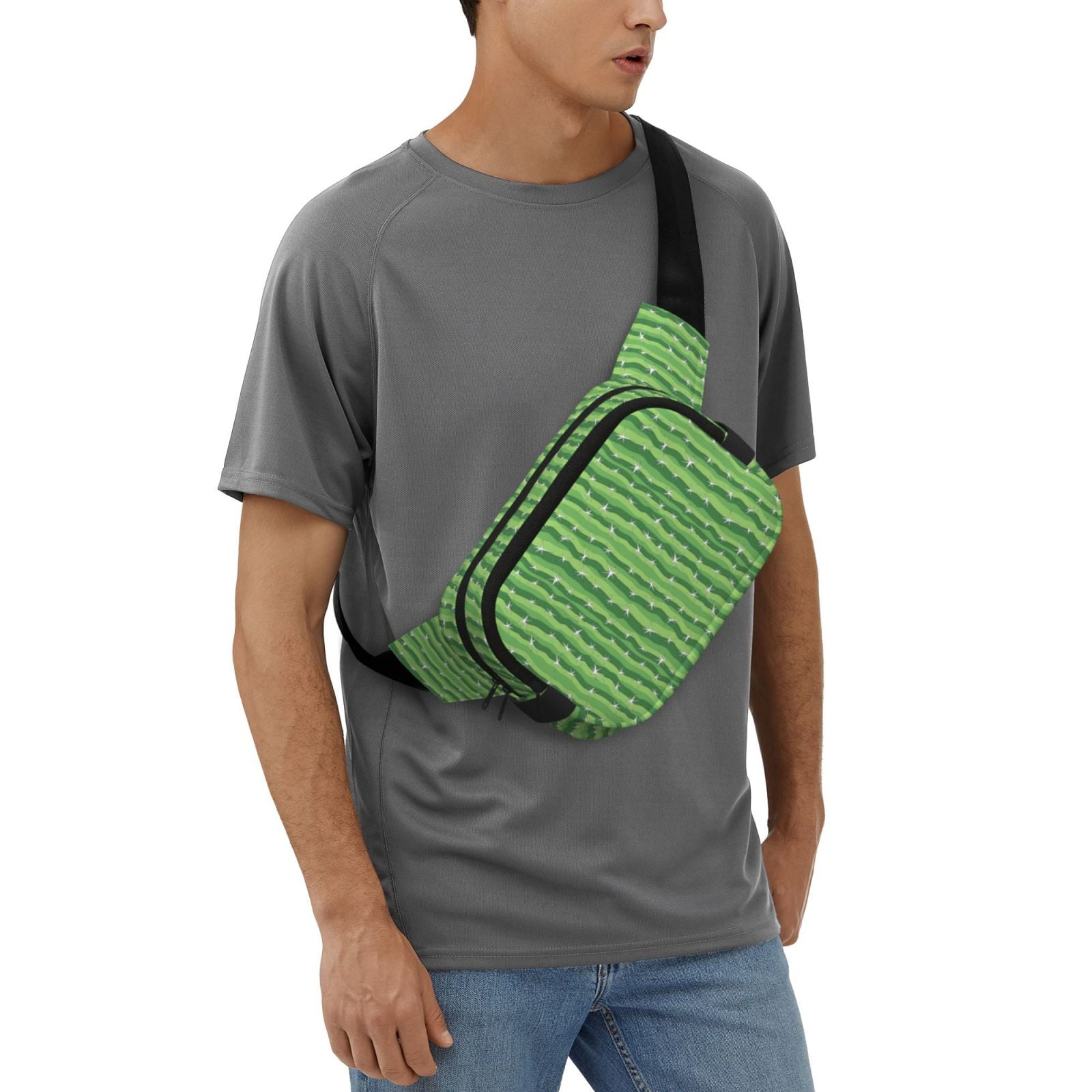 Picia Cactus Print Square Double-Layer Waist Bag Mini Adjustable Waist Belt Bag Exercise Running Travel Hiking
