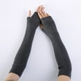 thumbnail image 2 of Women's Gloves Mittens Women Arm Warmer Solid Knitted Soft Long Fingerless Gloves Mitten,Women's Accessories Gloves Mittens, 2 of 5