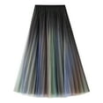 thumbnail image 3 of Women's Elastic Waist Pleated Maxi Skirt - A-Line Flowy Tiered - Beach/Summer Casual - One Size Fits Most, 3 of 7