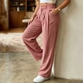 thumbnail image 5 of Inleife Women High Waist Corduroy Cargo Wide Leg Pants, Elastic Waist Drawstring Multi Pocket Casual Lounge Trousers, 5 of 6