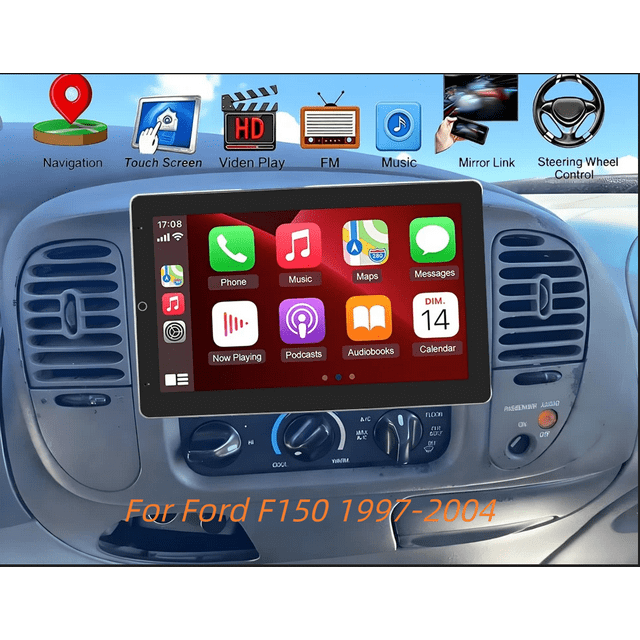 Car Stereo Radio for ford F150 1997-2004 Double Din Radio Rotated - 10.1" Screen, Android 13, Wireless CarPlay/Android Auto, Bluetooth, MP5 + Backup Camera,2+32G
