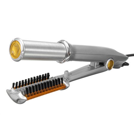 Curling Iron Flocked Professional 3-Mode 2-Way Rotating Curling Iron Hair Brush Curler Straightener Salon Hairdressing Tool ()
