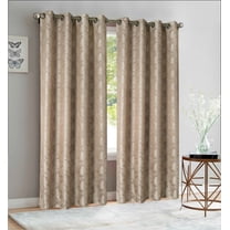 Set of 2 Jolene Jacquard Curtain Panels with Grommets, 84" Long, Taupe