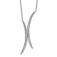 thumbnail image 4 of Sterling Silver Rhodium-plated Curved Cubic Zirconia Necklace, 4 of 6