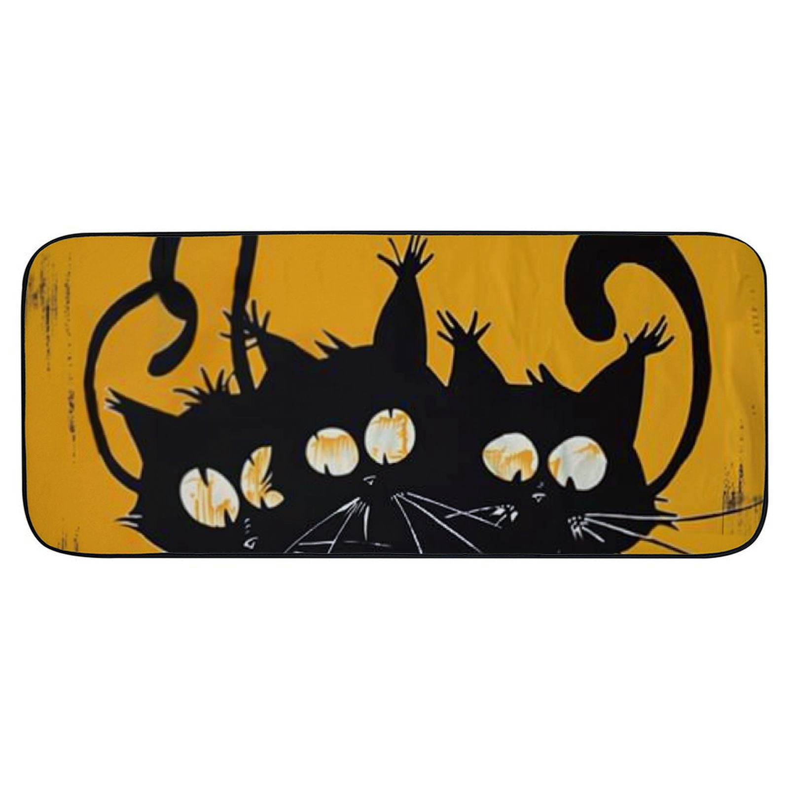 Qinduosi Door Mat, Black Cats Welcome Doormat Decorative Home Floor Mat,Non Slip Rubber Back and for Outdoor Indoor Entrance Decor 19.68*47.24 in