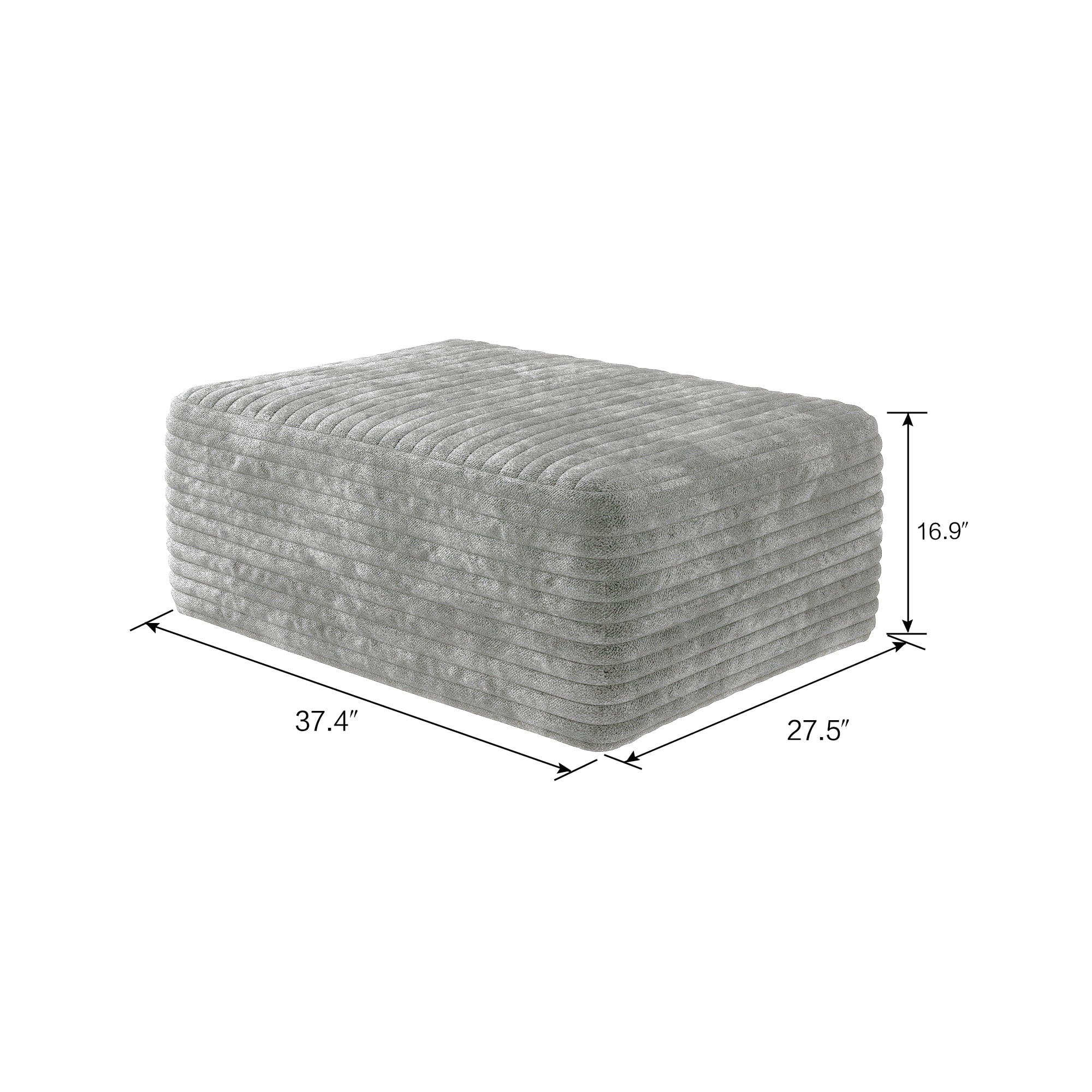 MAYEERTY Sofa Ottoman, No Assembly Required Plush Corduroy Fabric, Gray