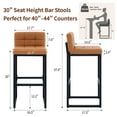 thumbnail image 3 of FIRAVOE Bar Stools Set of 3, PU Leather Tall Bar Stools (Low Back)(Thickened Frame) 30" Modern Barstools Bar Chairs for Kitchen Island, Caramel Brown, 3 of 9