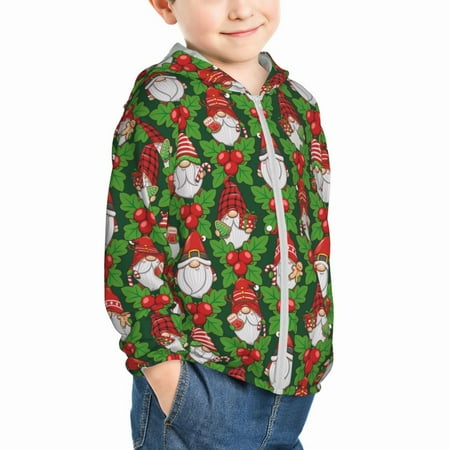 

Uemuo Santa Claus And Gnomes Pattern Rash Guard for Boys Girls Long Sleeve Swim Shirts UPF 50+ UV Sun Protection Hooded Fishing Shirt with Pocket for Kid-2 Years