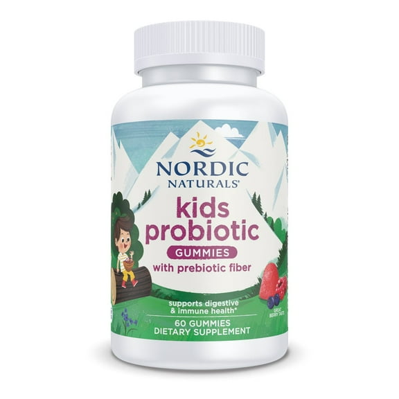 Nordic Naturals Kids Probiotic Gummies, 1.5 Billion Cultures, Vegan 60 Ct